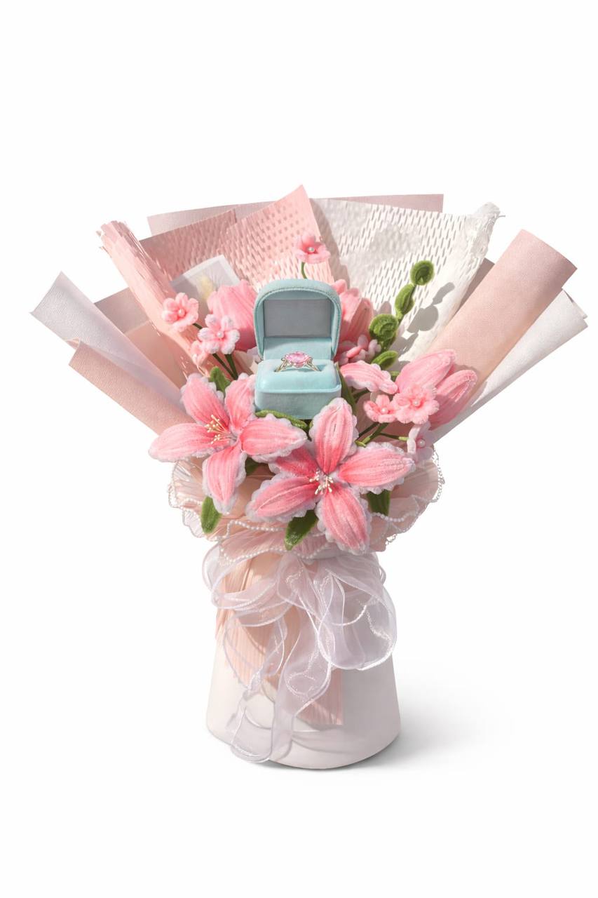 Bouquet de lirios con anillo